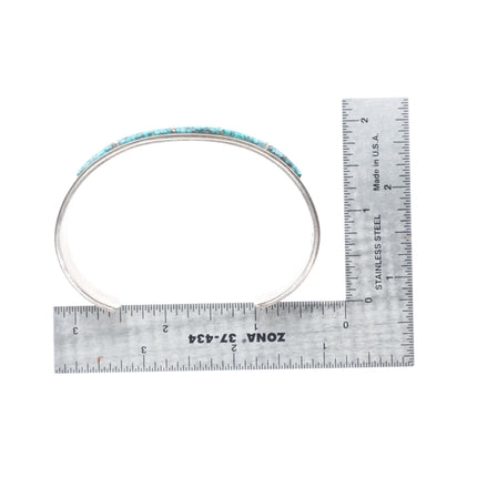 7.2" Norton Becenti Navajo sterling silver spiderweb turquoise cuff bracelet