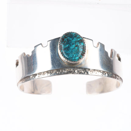 6.1" Elsie Yazzie Navajo sterling silver/spiderweb turquoise Mesa cuff bracelet