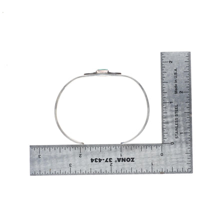 6.2" Albert Jake Navajo sterling silver stamped stacker turquoise cuff bracelet