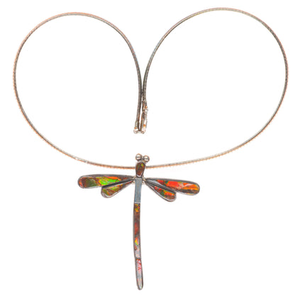 Na Na Ping Yaqui sterling silver ammolite dragonfly pendant/pin brooch
