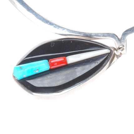 Richard Chavez Kewa sterling silver Black Jade-turquoise-coral necklace/earrings