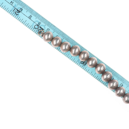 Antique Navajo ingot silver beaded pearl necklace with turquoise/coral