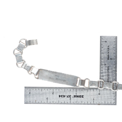 7" vintage Kee Montoya Navajo sterling silver link bracelet with flower bar