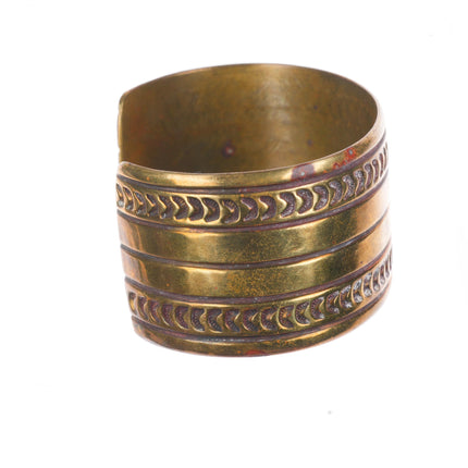 6.75" Cippy Crazy Horse Cochiti pueblo brass deep stamped cuff bracelet