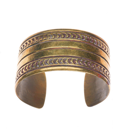 6.75" Cippy Crazy Horse Cochiti pueblo brass deep stamped cuff bracelet