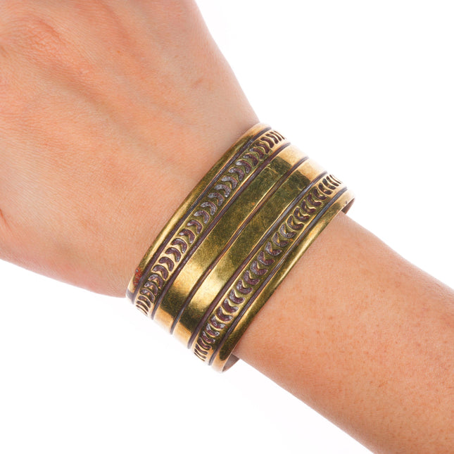 6.75" Cippy Crazy Horse Cochiti pueblo brass deep stamped cuff bracelet