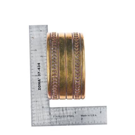6.75" Cippy Crazy Horse Cochiti pueblo brass deep stamped cuff bracelet