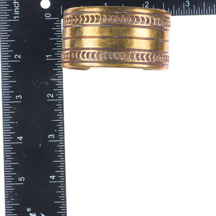 6.75" Cippy Crazy Horse Cochiti pueblo brass deep stamped cuff bracelet