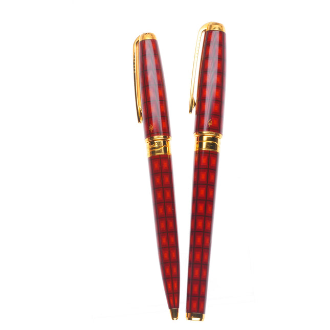 S.T. Dupont Olympio Vertigo Chinese Lacquer 2 pc pen set red Chinese lacquer