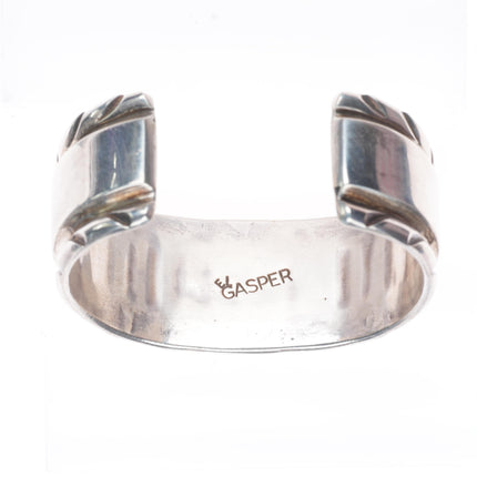 6.3" Gasper Zuni sterling silver multi-stone inlay wide cuff bracelet