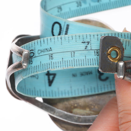 7" Aaron Chischiligi Navajo deep stamped sterling silver turquoise cuff bracelet