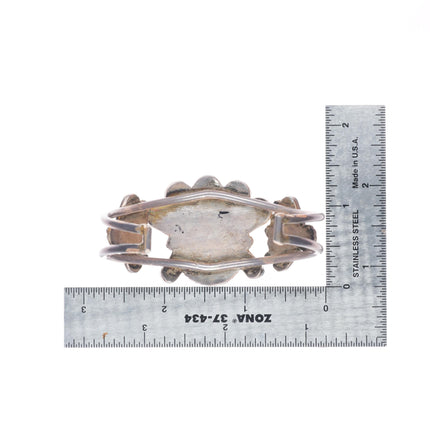 6.75" Vintage Zuni sunface sterling silver shell/stone inlay chief cuff bracelet