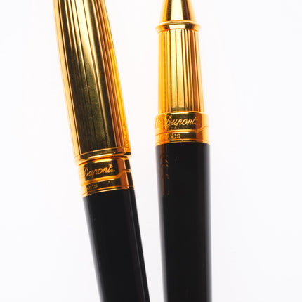 S.T. Dupont French Olympio Black with Gold Cap Rollerball Pens