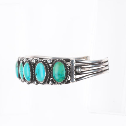 6.75" 30's-40's Navajo ingot/sterling silver turquoise row cuff bracelet