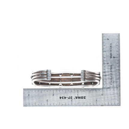 6.75" 30's-40's Navajo ingot/sterling silver turquoise row cuff bracelet