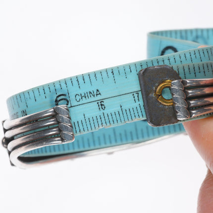 6.75" 30's-40's Navajo ingot/sterling silver turquoise row cuff bracelet