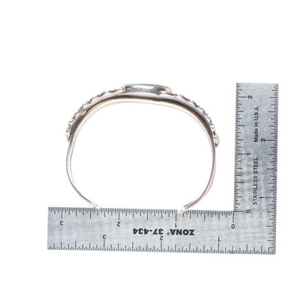 6.5" vintage Navajo sterling silver nice turquoise cuff bracelet twisted wire