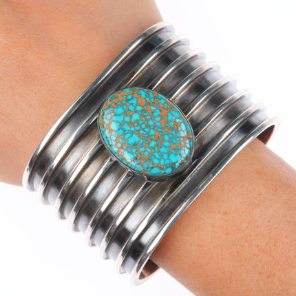 6.5" Indian Mountain Turquoise sterling silver cuff bracelet Tony Sanchez Isleta