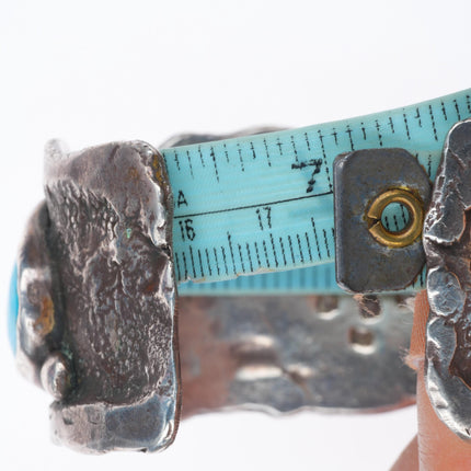 7" Chief Shatka Bear-Step vintage sterling silver turquoise row cuff bracelet