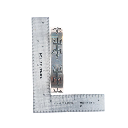 7" vintage Hopi Overlay Lizards cuff bracelet sterling silver