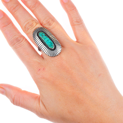 sz7 Lee Yazzie Navajo vintage sterling silver high grade turquoise ring