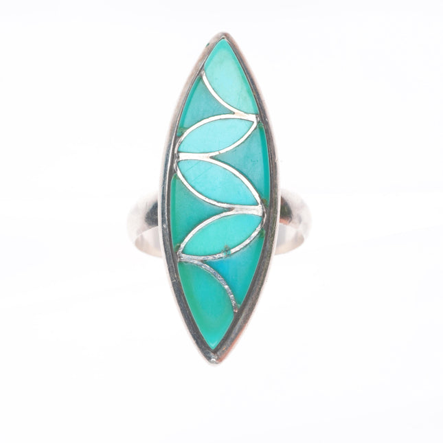 sz7.5 Frank Vacit Zuni sterling silver turquoise inlay long ring