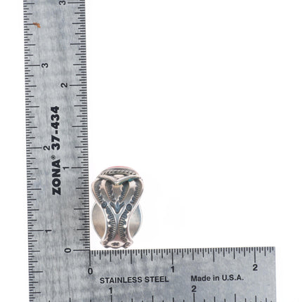 sz8 Sunshine Reeves Navajo sterling silver deep stamped mediterranean coral ring