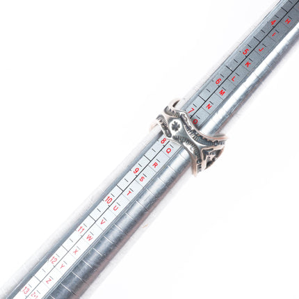 sz8 Sunshine Reeves Navajo sterling silver deep stamped mediterranean coral ring