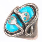 sz11.75 vintage Effie Calavaza Zuni sterling silver 2 stone turquoise snake ring