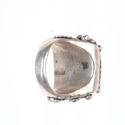 sz9 big vintage Navajo sterling silver malachite men's ring