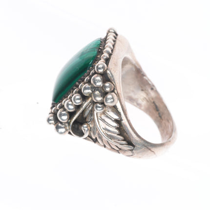 sz9 big vintage Navajo sterling silver malachite men's ring