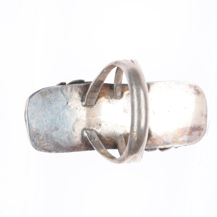 sz8 Vintage Navajo sterling silver turquoise feather edge long ring