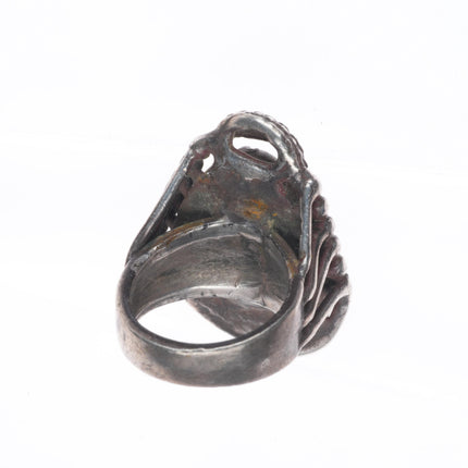 sz5.5 vintage southwestern brutalist high grade turquoise sterling silver ring