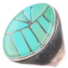 sz12 vintage Zuni sterling silver turquoise channel inlay men's ring