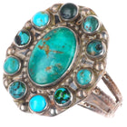 sz9 c1940's vintage Zuni sterling silver turquoise satellite cluster ring