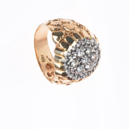 sz11 14k gold natural diamond vintage nugget men's ring