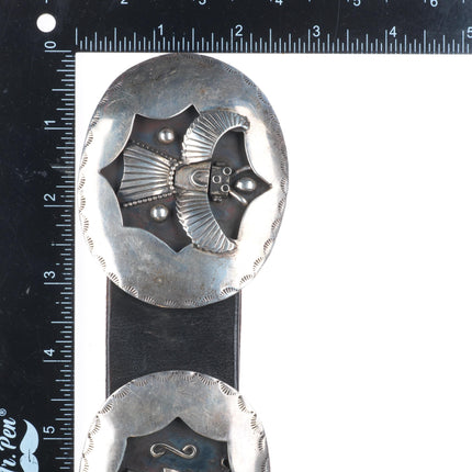 43" Big vintage Navajo sterling silver multi-Kachinas shadowbox concho belt