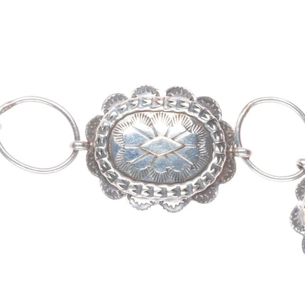 37" heavy vintage Navajo sterling silver hand stamped link concho belt