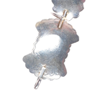 37" heavy vintage Navajo sterling silver hand stamped link concho belt