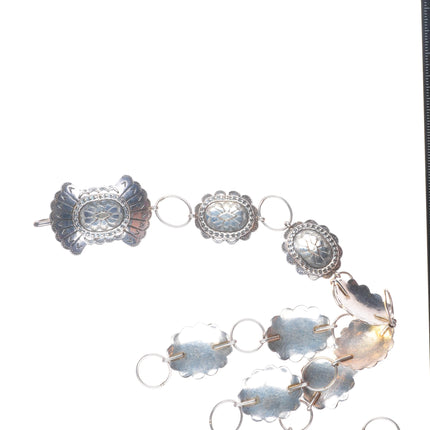 37" heavy vintage Navajo sterling silver hand stamped link concho belt