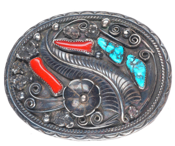 Heavy vintage Toadlena Navajo sterling silver, turquoise  display picture 3
