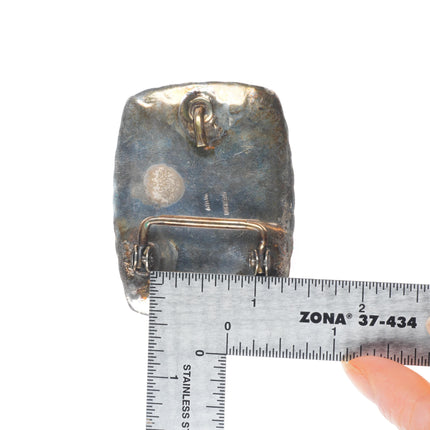 Vintage southwestern sterling silver brass flowers onyx belt buckle by Alicia