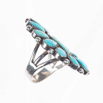 sz8.5 Lorraine Waatsa Zuni large natural turquoise sterling silver cluster ring
