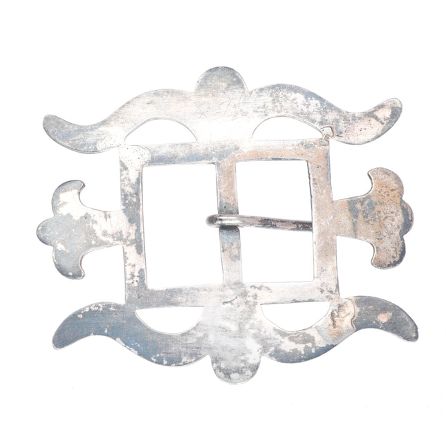 Vintage Navajo or Zuni cast sterling silver belt buckle