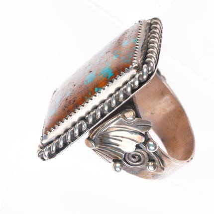 sz13.5 Pilot Mountain Turquoise Navajo Sterling silver ring Golden Eagle trading
