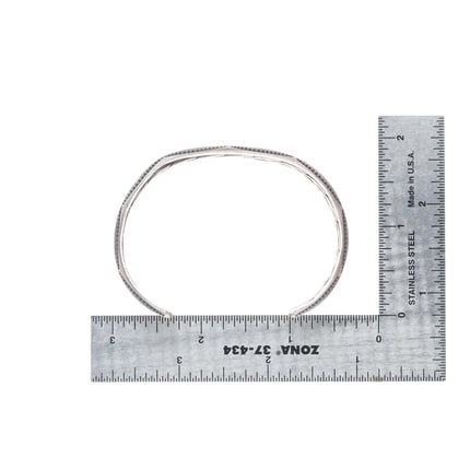 6.7" IH Coin sterling silver vintage Navajo hand stamped carinated/twisted cuff bracelet