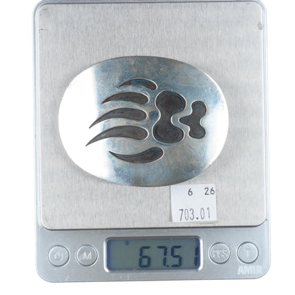 RL Guerro Dine/Navajo sterling silver bear paw belt buckle