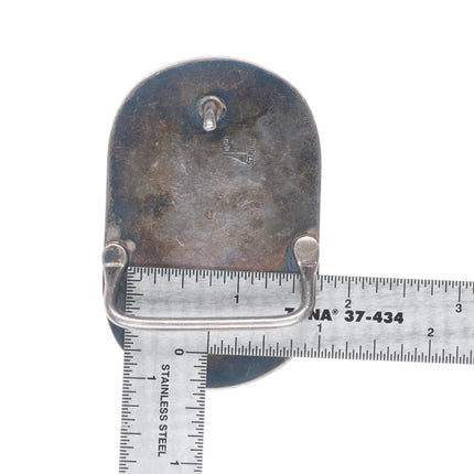 Vintage Navajo sterling silver picture Jasper belt buckle with rope border