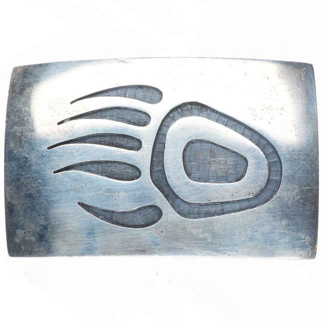 Gilbert Andress Tyma Hopi overlay bear paw belt buckle sterling silver