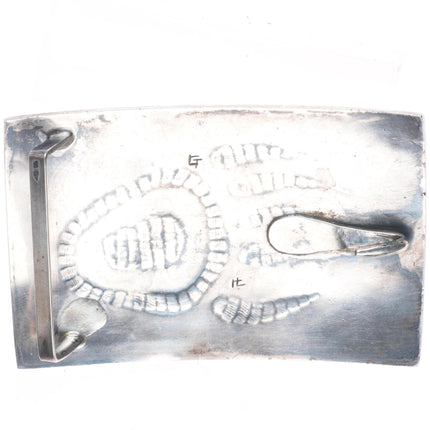 Gilbert Andress Tyma Hopi overlay bear paw belt buckle sterling silver